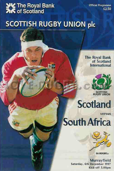 1997 Scotland v South Africa  Rugby Programme